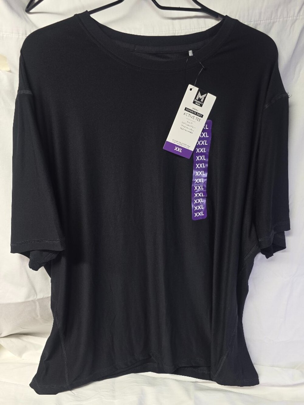 Member's Mark Men's Favorite Soft Active Tee XXL Black Moisture Wicking NWT